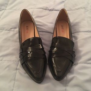 Ladies black patent loafers